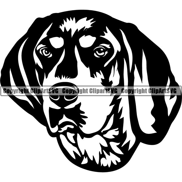 Bluetick Coonhound Dog Breed Head Face ClipArt SVG