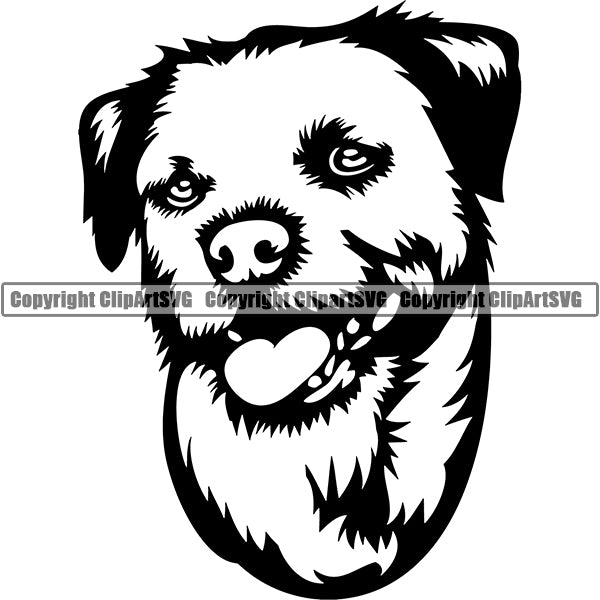 Border Terrier Dog Breed Head Face ClipArt SVG