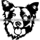 Border Collie Dog Breed Head Face ClipArt SVG
