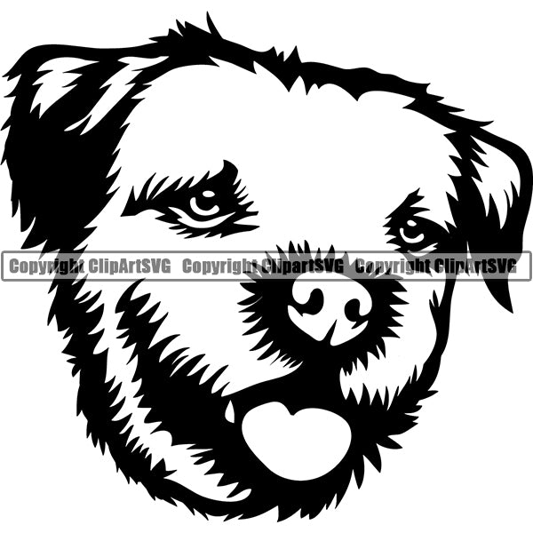 Border Terrier Dog Breed Head Face ClipArt SVG