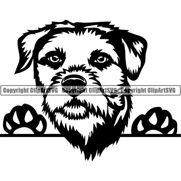 Border Terrier Peeking Dog Breed ClipArt SVG