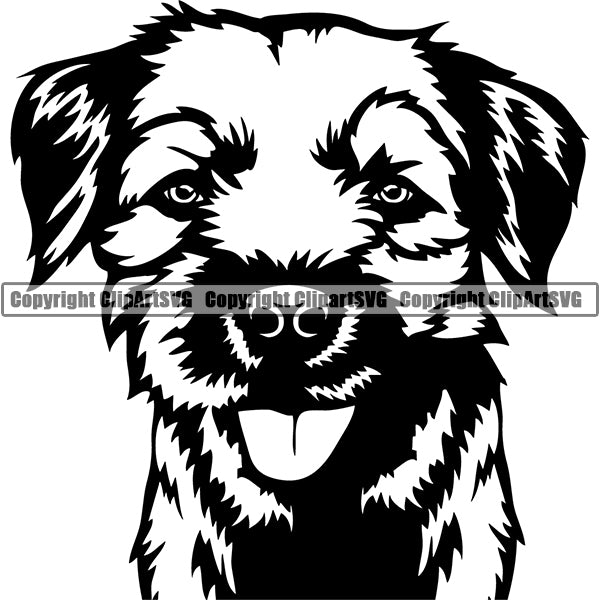 Border Terrier Dog Breed Head Face ClipArt SVG