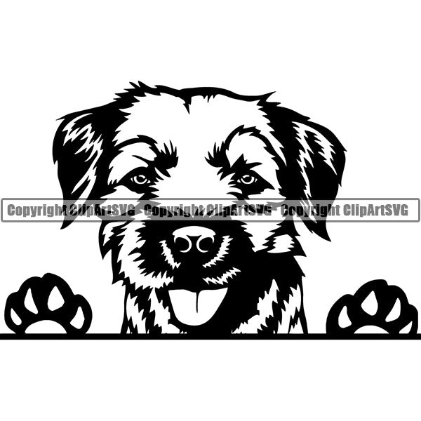 Border Terrier Peeking Dog Breed ClipArt SVG