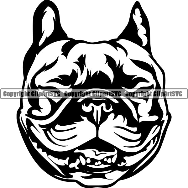 Boston Terrier Dog Breed Head Face ClipArt SVG