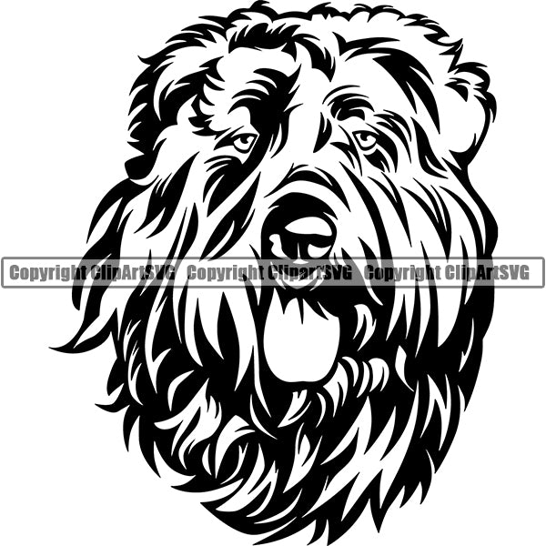 Bouvier Des Flandres Dog Breed Head Face ClipArt SVG