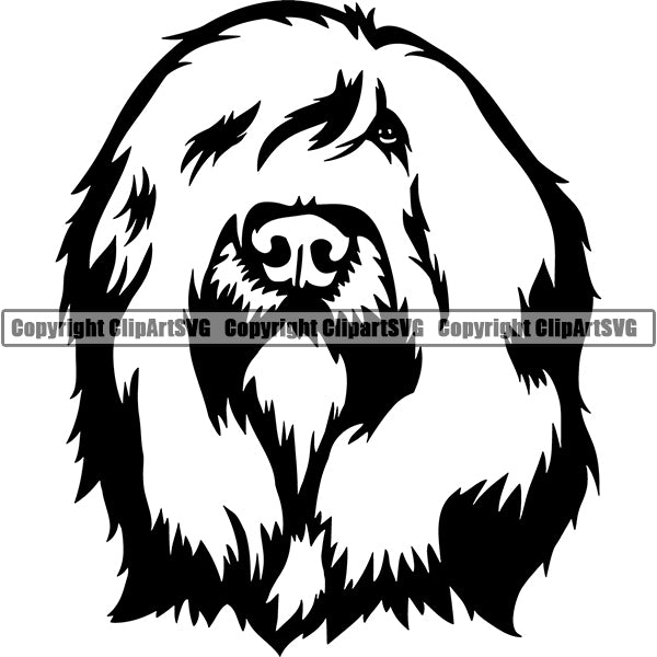 Briard Dog Breed Head Face ClipArt SVG