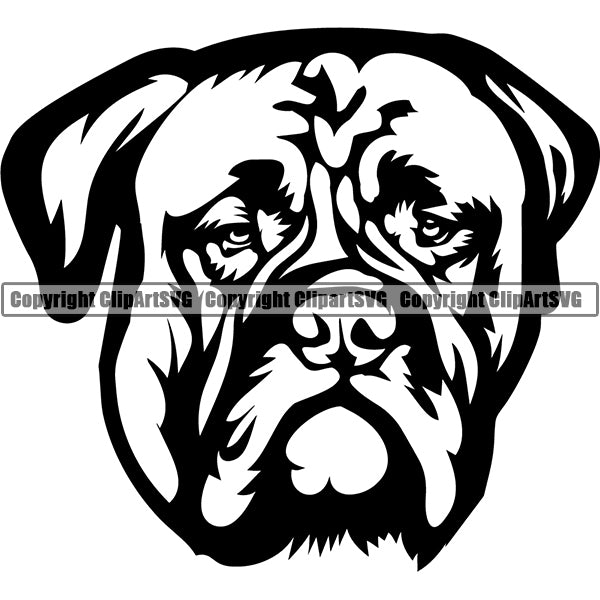 Bull Mastiff Dog Breed Head Face ClipArt SVG