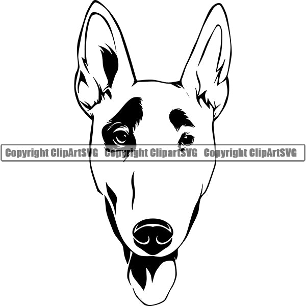 Bull Terrier Dog Breed Head Face ClipArt SVG