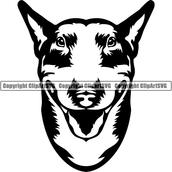 Bull Terrier Dog Breed Head Face ClipArt SVG