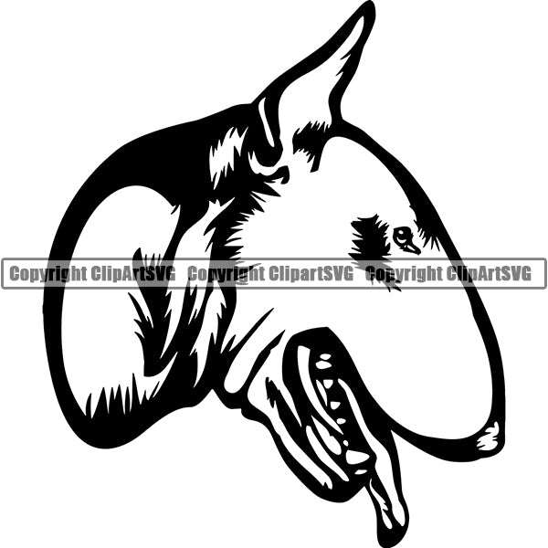 Bull Terrier Dog Breed Head Face ClipArt SVG