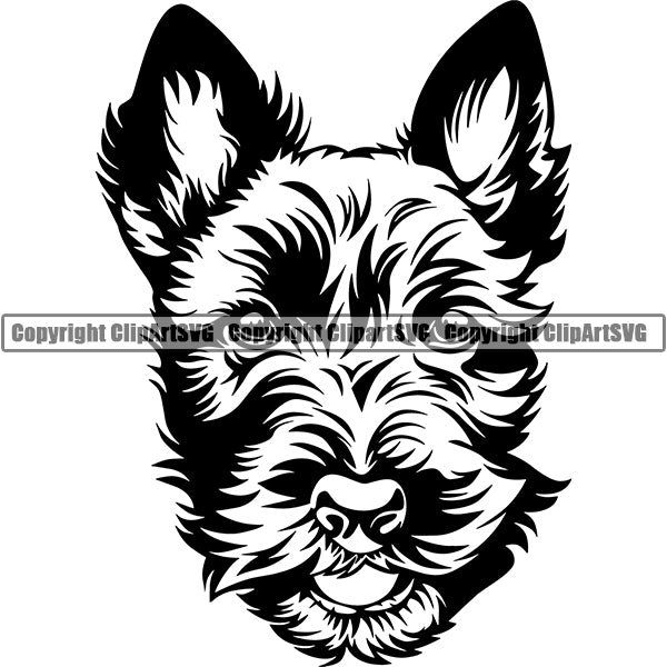 Caine Terrier Dog Breed Head Face ClipArt SVG