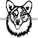 Cardigan Welsh Corgi Dog Breed Head Face ClipArt SVG