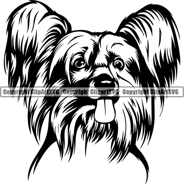 Chinese Crested Dog Breed Head Face ClipArt SVG