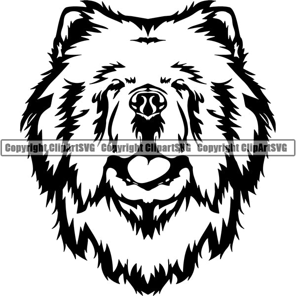 Chow Chow Dog Breed Head Face ClipArt SVG
