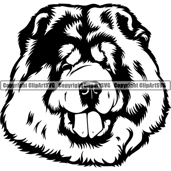 Chow Chow Dog Breed Head Face ClipArt SVG