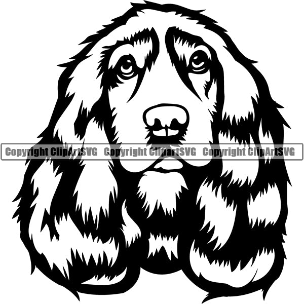 Cocker Spaniel Dog Breed Head Face ClipArt SVG