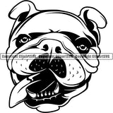 English Bulldog Dog Breed Head Face ClipArt SVG