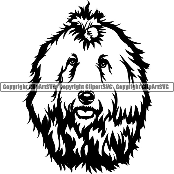Komondor Dog Breed Head Face ClipArt SVG
