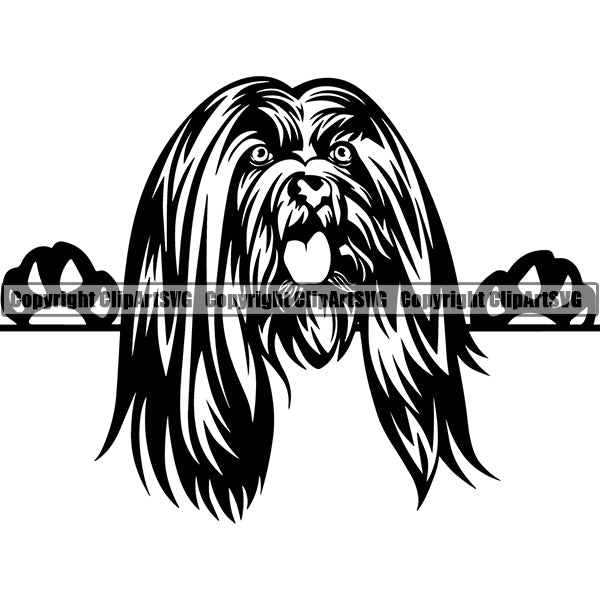 Lhasa Apso Peeking Dog Breed ClipArt SVG