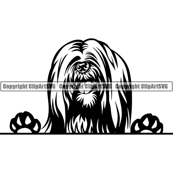 Lhasa Apso Peeking Dog Breed ClipArt SVG