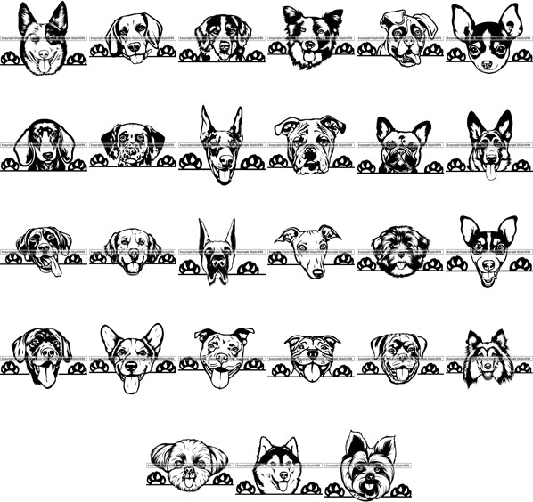 27 WORLD FAMOUS PEEKING DOG Breed Top Selling Designs SUPER BUNDLE ClipArt SVG