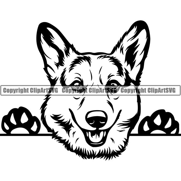 Pembroke Welsh Corgi Peeking Dog Breed ClipArt SVG