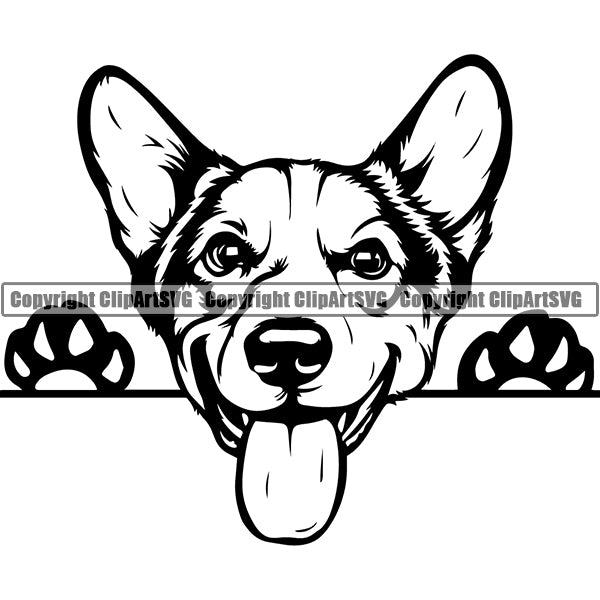Pembroke Welsh Corgi Peeking PeekingDog Breed ClipArt SVG