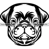 Pug Dog Breed Head Face ClipArt SVG