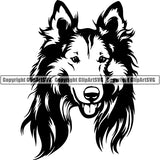 Rough Collie Dog Breed Head Face ClipArt SVG