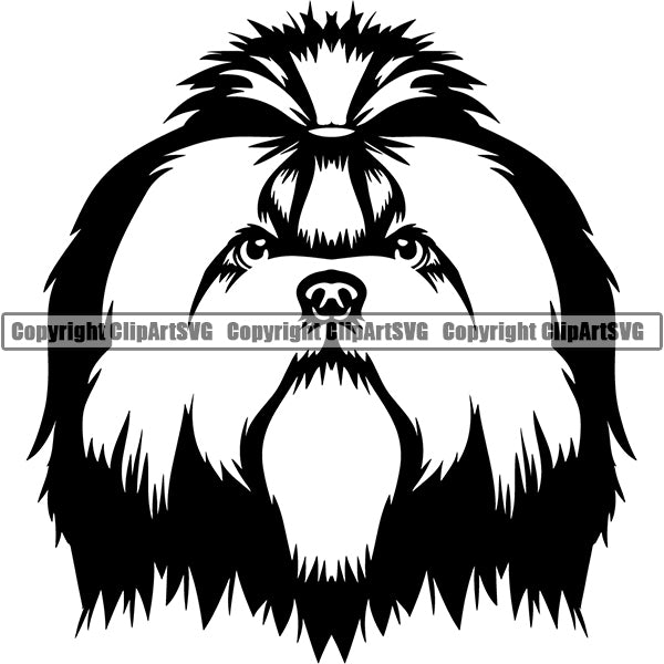 Shih Tzu Dog Breed Head Face ClipArt SVG