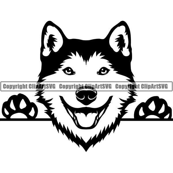 Siberian Husky Peeking Dog Breed ClipArt SVG
