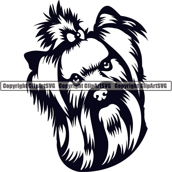 Yorkshire Terrier Dog Breed Head Face ClipArt SVG