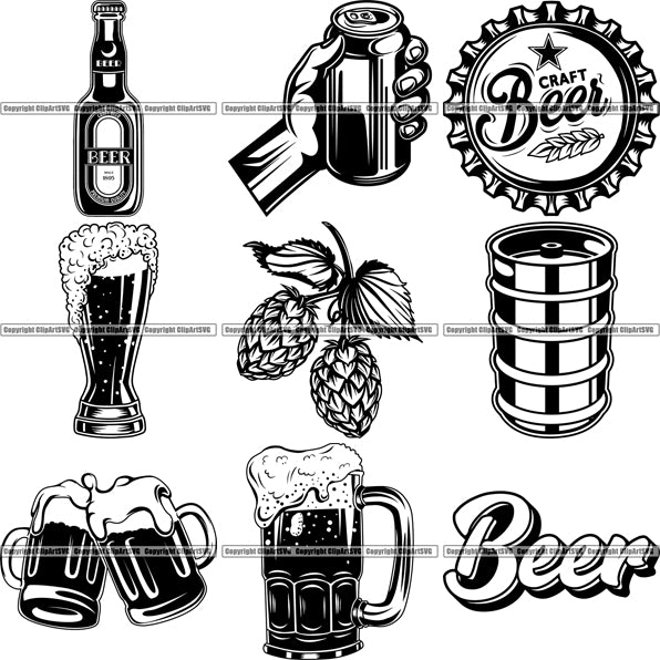 9 Beer Drinking Top Selling Designs Bottle Mug Can Logo BUNDLE ClipArt SVG