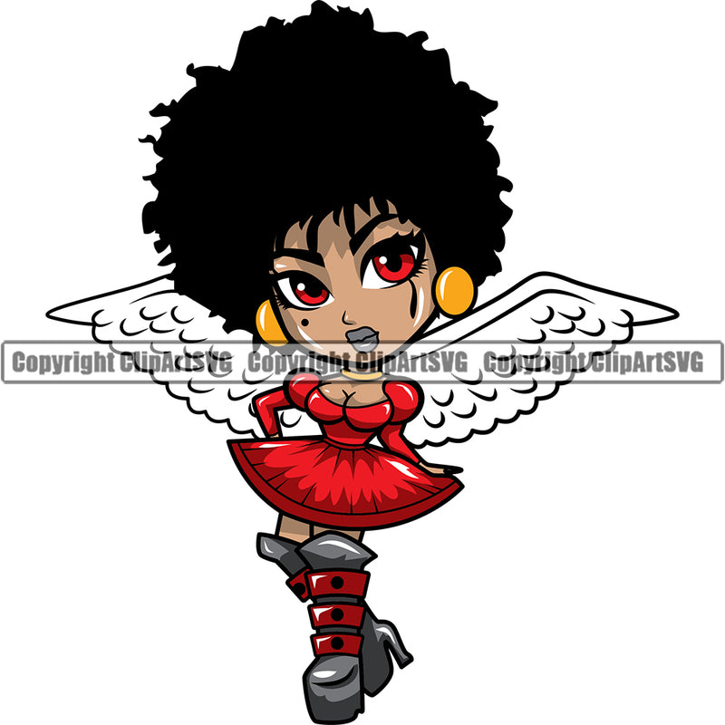 Black Woman Big Eyes African American Afro Nubian Queen ClipArt SVG