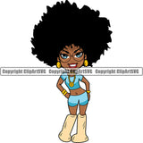 Black Woman Big Eyes African American Afro Nubian Queen ClipArt SVG
