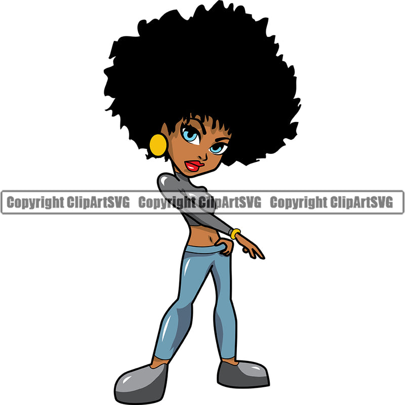 Black Woman Big Eyes African American Afro Nubian Queen ClipArt SVG