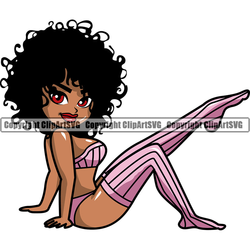 Black Woman Big Eyes African American Afro Nubian Queen ClipArt SVG
