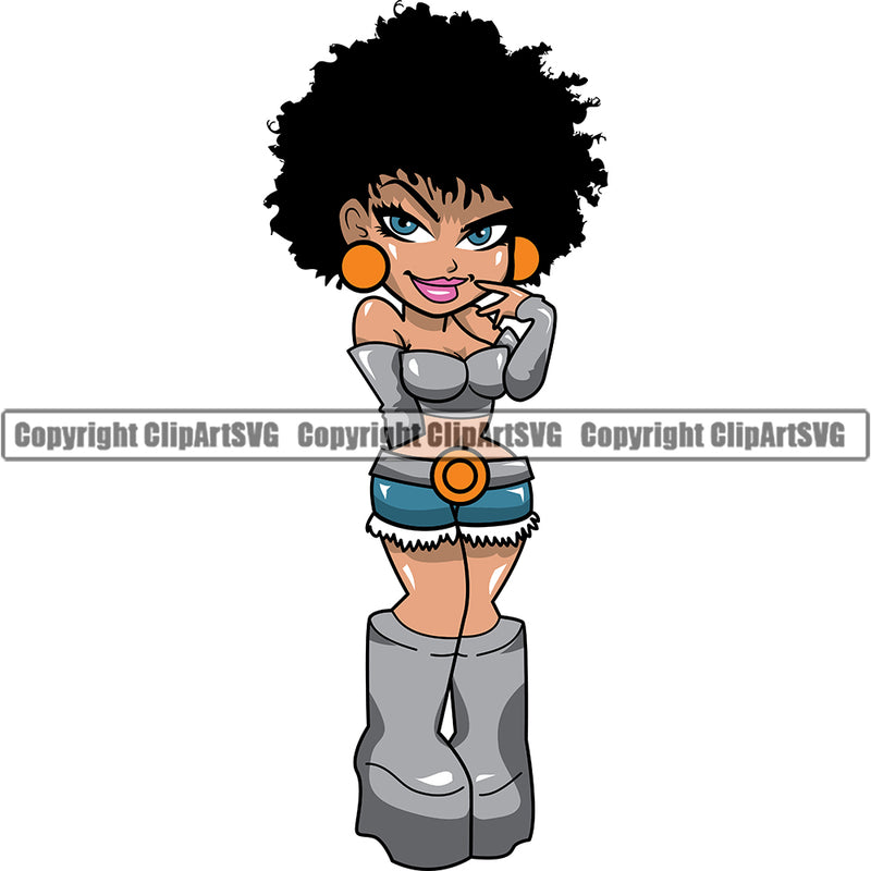 Black Woman Big Eyes African American Afro Nubian Queen ClipArt SVG