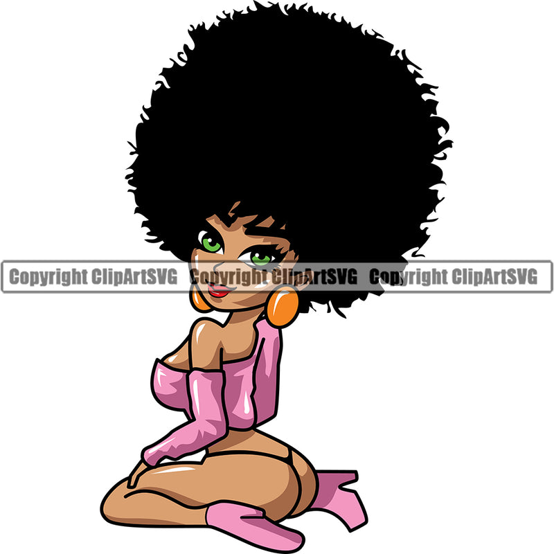 Black Woman Big Eyes African American Afro Nubian Queen ClipArt SVG