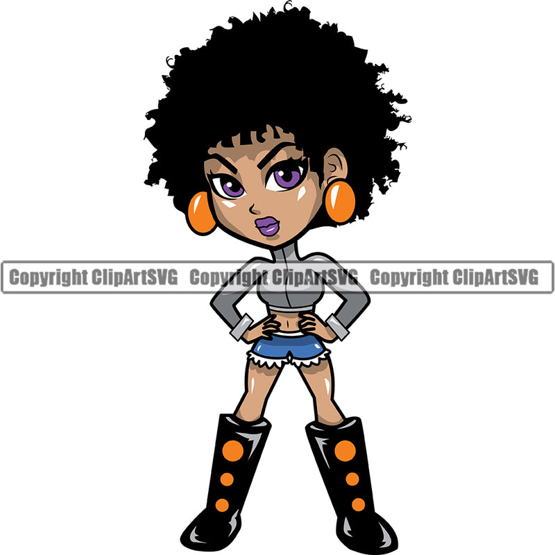 Black Woman Big Eyes African American Afro Nubian Queen ClipArt SVG