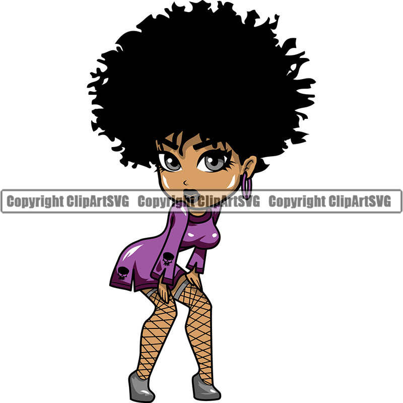 Black Woman Big Eyes African American Afro Nubian Queen ClipArt SVG