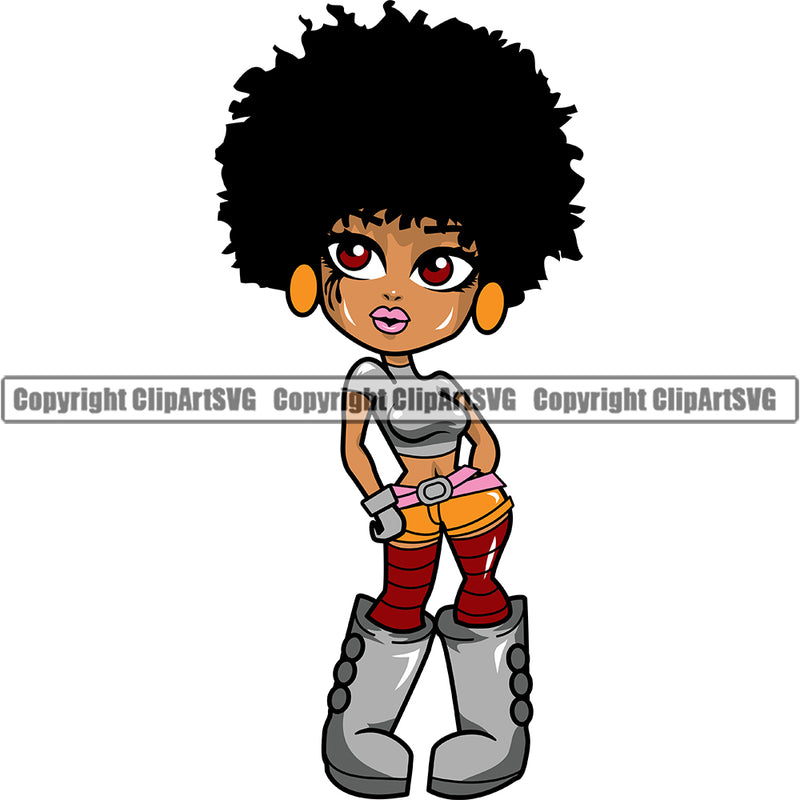 Black Woman Big Eyes African American Afro Nubian Queen ClipArt SVG