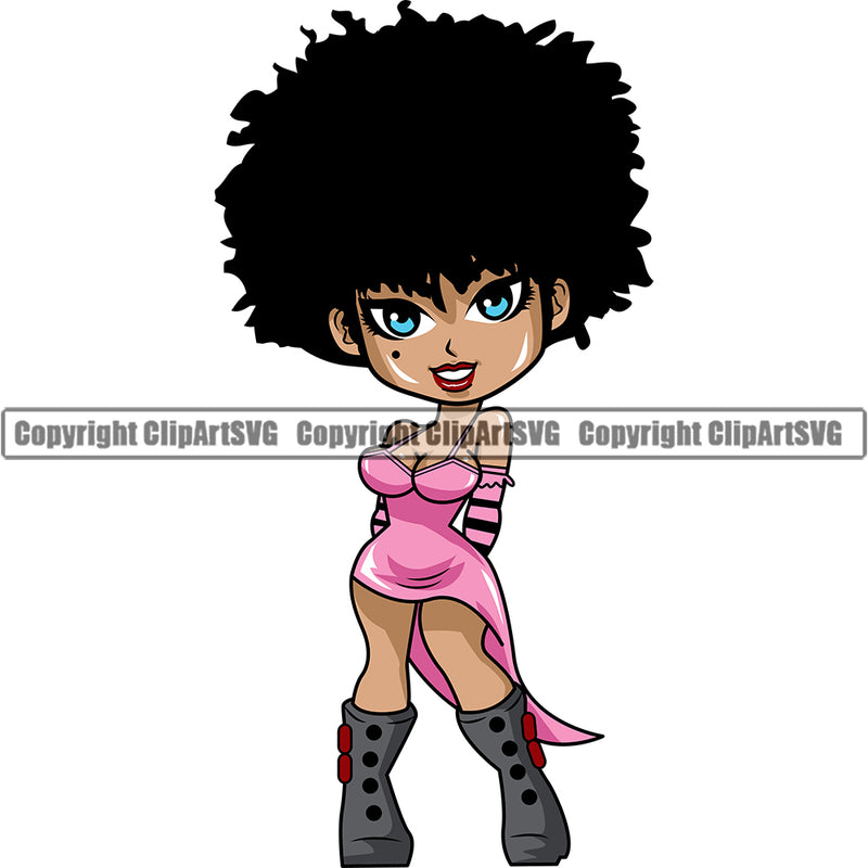 Black Woman Big Eyes African American Afro Nubian Queen ClipArt SVG