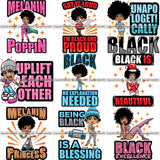 9 Black Women Big Eyes Quote African American Afro Nubian Queen BUNDLE ClipArt SVG