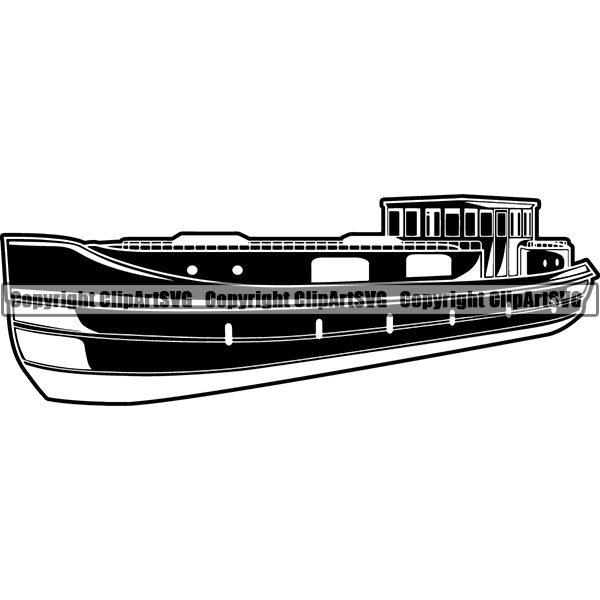 Boat Ship Water Travel River ClipArt SVG