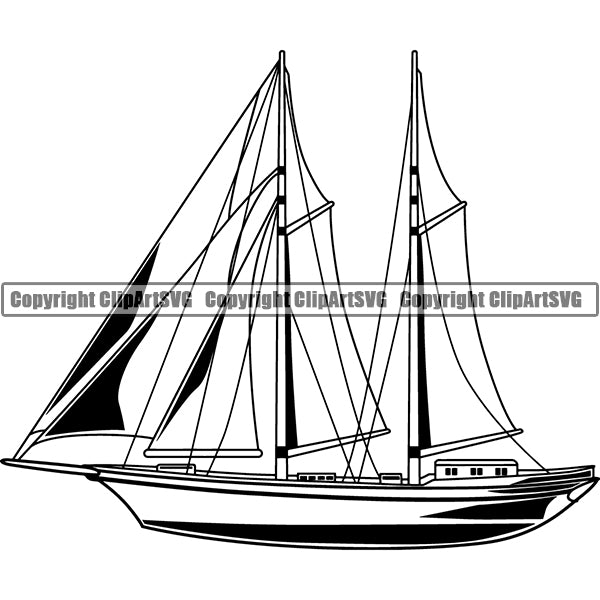 Boat Ship Water Travel Sailing ClipArt SVG