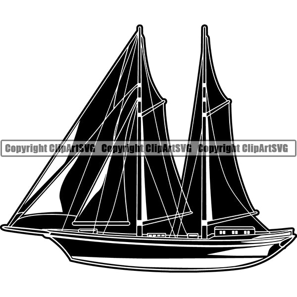 Boat Ship Water Travel Sailing ClipArt SVG