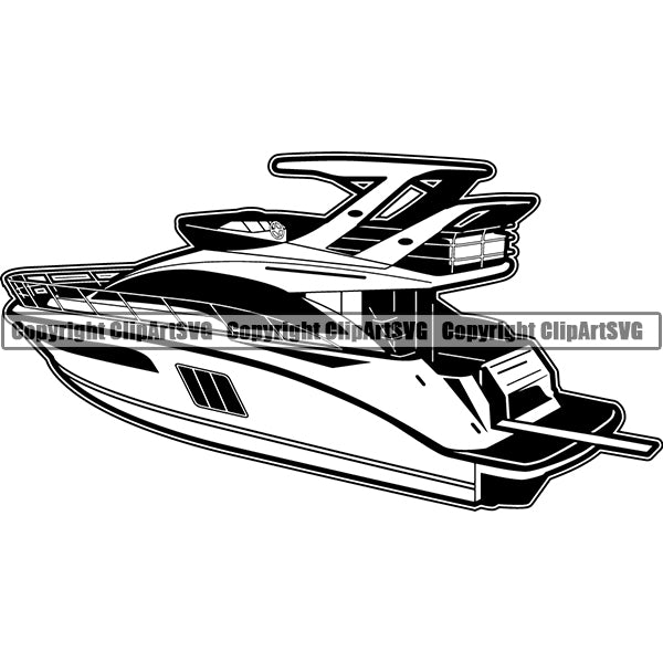 Boat Ship Water Travel Yacht ClipArt SVG