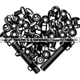 Engine Nut Bolt Vector Design Element Mechanic Auto Repair Automotive Service Car Truck Motorcycle Technician Garage Shop Vehicle Maintenance Company Business Logo Clipart SVG