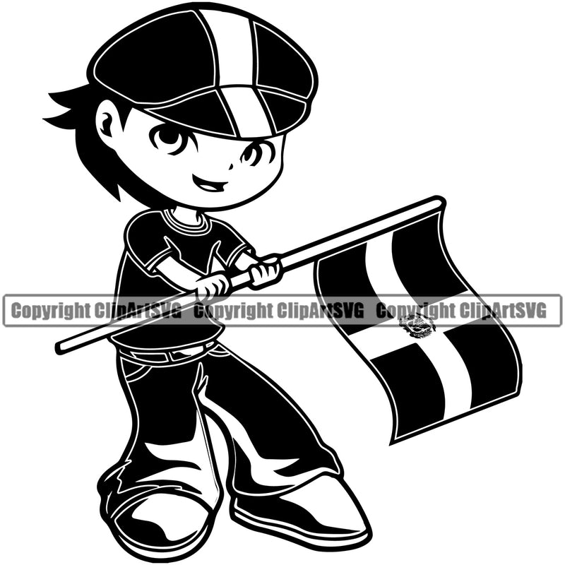 Country Map Nation Dominican Republic Cute Little Boy Black Hair Flag Design Element Emblem Badge Symbol Icon Global Official Latino Latina Spanish Caribbean Island Design Logo Clipart SVG